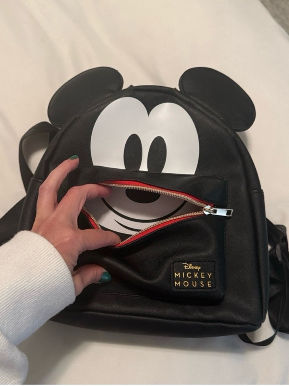 Disney Black Mickey Mouse Mini Backpack with Red Trim